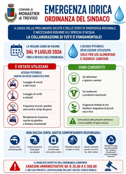 💧🚱 EMERGENZA IDRICA – ORDINANZA DEL SINDACO 🚱💧