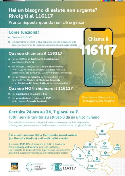 📞 Nuovo numero per i bisogni di salute non urgenti: 116117