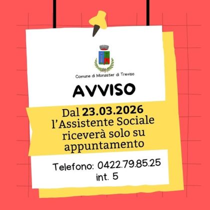 Avviso ricevimento Assistente Sociale