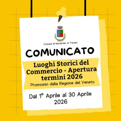 🏛️ Luoghi Storici del Commercio – Apertura termini 2026