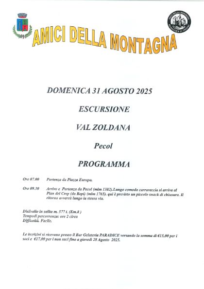 ⛰🗻 Amici della Montagna - Uscita del 31.08.2025 🗻⛰