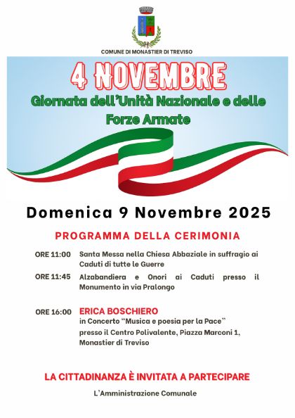 4 novembre - Giornata dell'Unità Nazionale e delle Forze Armate 4 novembre - Giornata dell'Unità Nazionale e delle Forze Armate