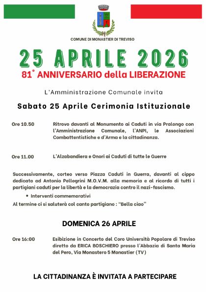 25 APRILE 2026 – 81° ANNIVERSARIO DELLA LIBERAZIONE