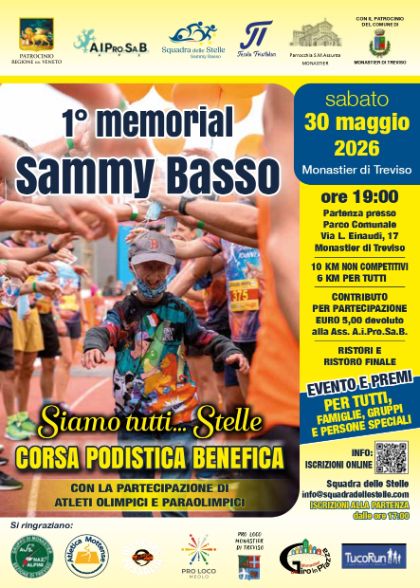 ✨ 1° memorial Sammy Basso - Corsa podistica benefica ✨